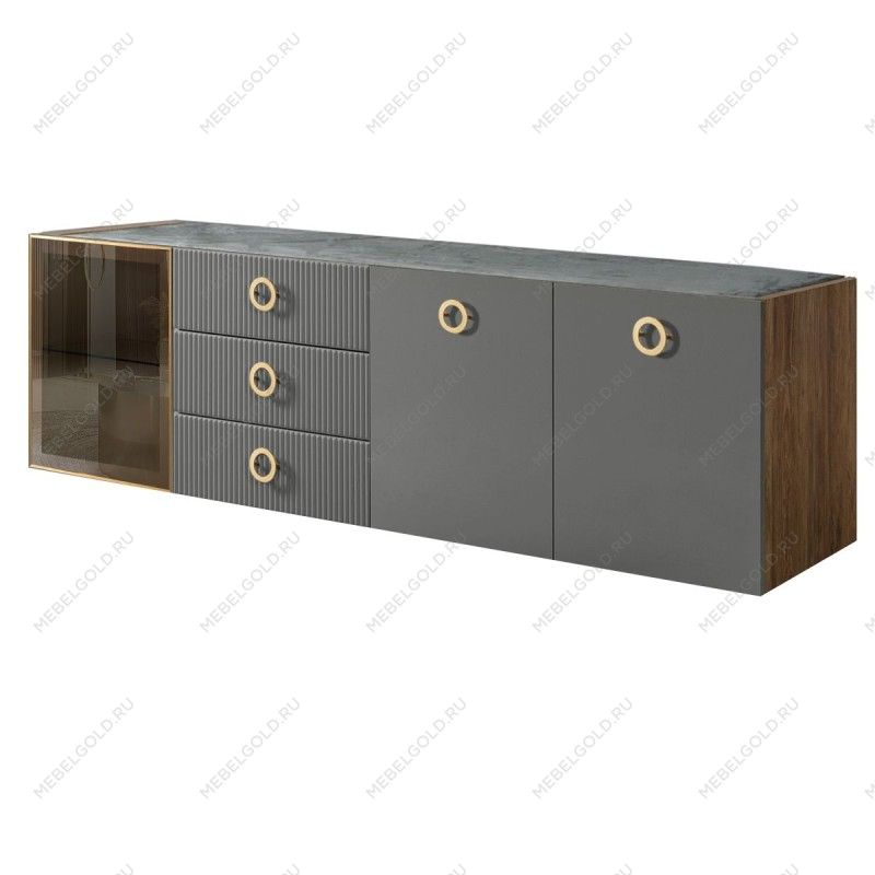 Комод 2.1м Bogemia Woodline Fly Fi (Серый) (Novabuk/Золото) БМКМ-5[4]