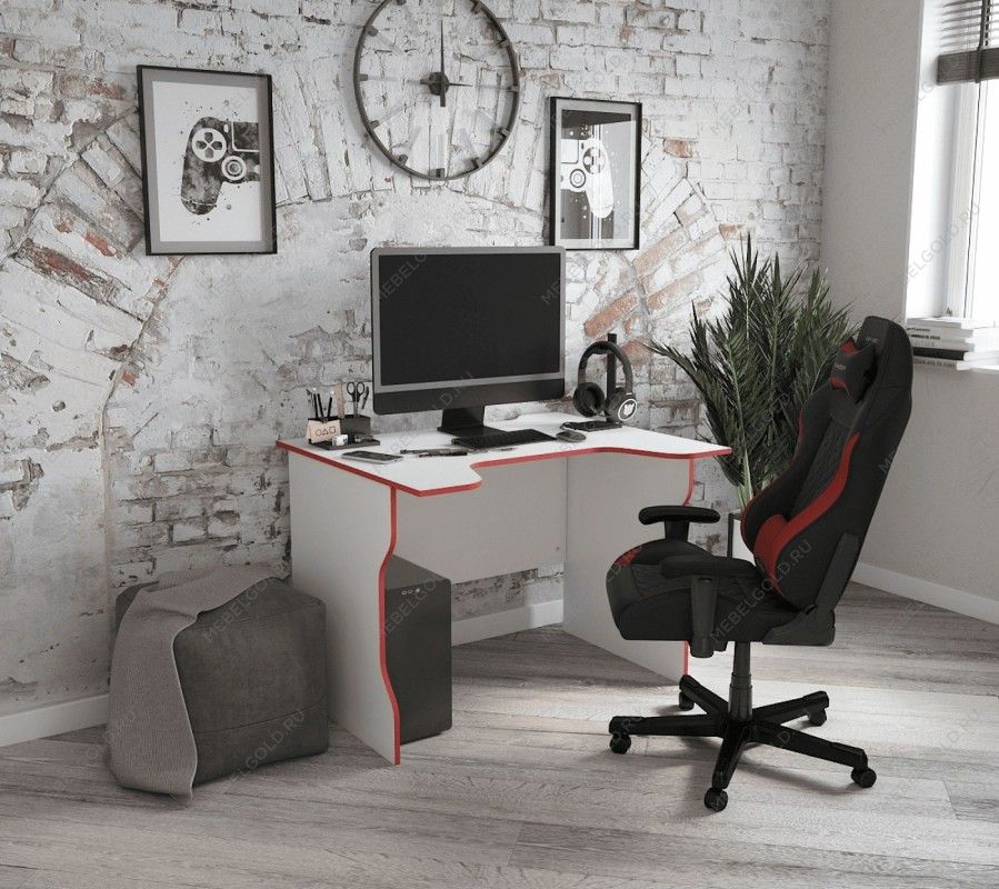 ВАРДИГ стол компьютерный ИКЕА / IKEA K2 100x82, белый/красный | изображение 2