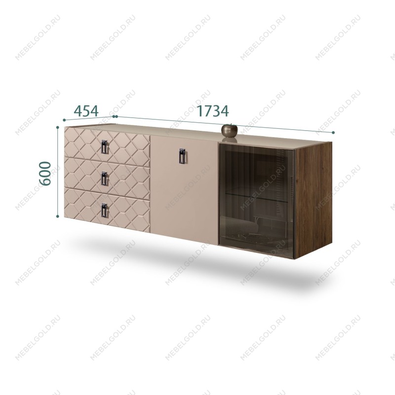 Комод 1.6м Bogemia Woodline Fly Fa (Мокка) (Lakobel/Черный) БМКМ-4[5][10]