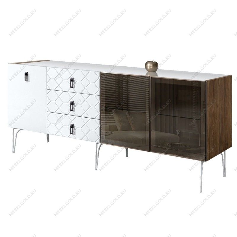 Комод 2.1м Bogemia Woodline Fa (Белый) (Lakobel/Черный) БМКМ-5[5][10]