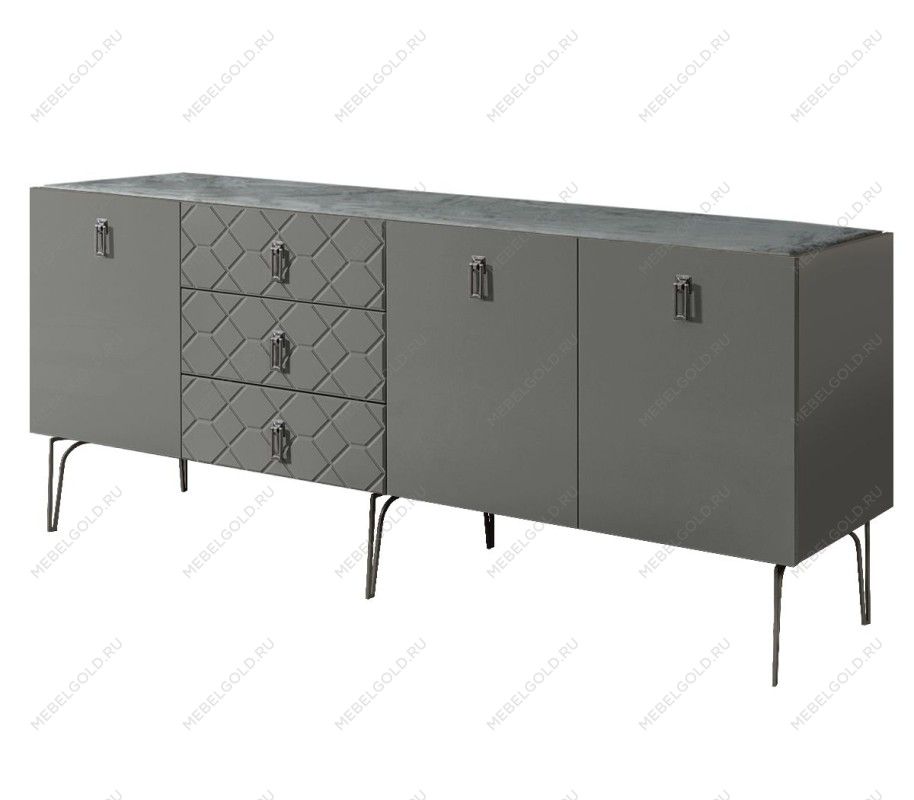 Комод 2.1м Bogemia Farfalle (Серый) (Novabuk/Хром) БМКМ-5(Fa)