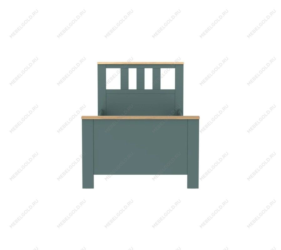 САГА кровать одинарная 90х200 темно-бирюзовая/ясень | изображение 1