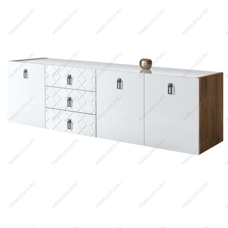 Комод 2.1м Bogemia Woodline Fly Fa (Белый) (Lakobel/Хром) БМКМ-5