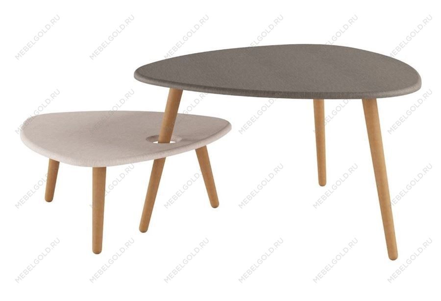 Стол журнальный Стилгрей (Серый лен/бежевый лен)