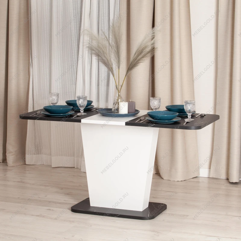 Стол обеденный GENT, ЛДСП, 110-145x68,6x75,5 см, Мрамор Блэк Роял/Белый | изображение 14