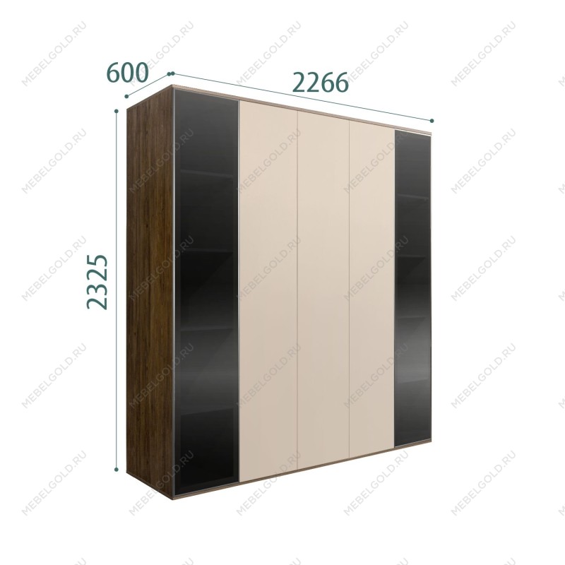 Шкаф 5-ти дв. Bogemia Woodline Air (Ваниль/Серебро) БМШ2/5(2)