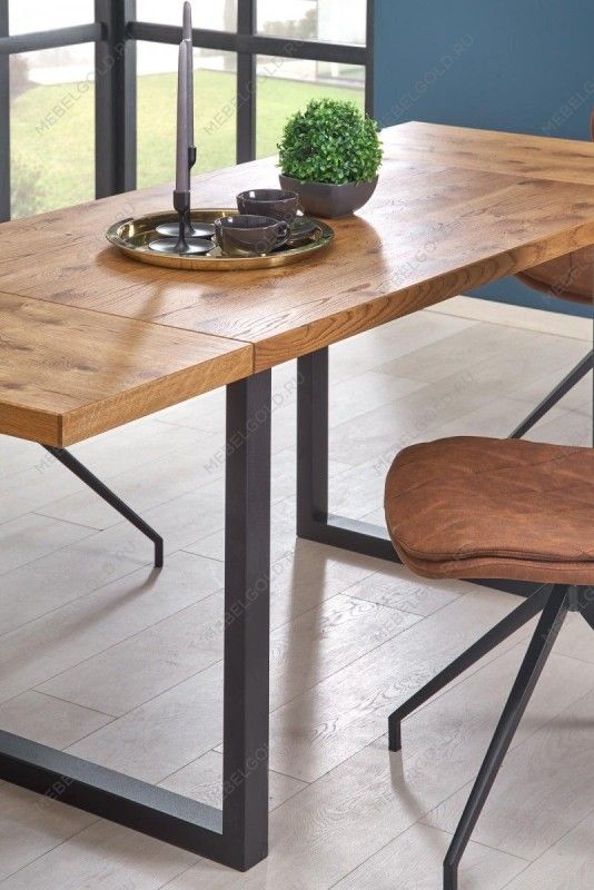 Стол обеденный Halmar HORUS раскладной (дуб светлый/черный) | изображение 8