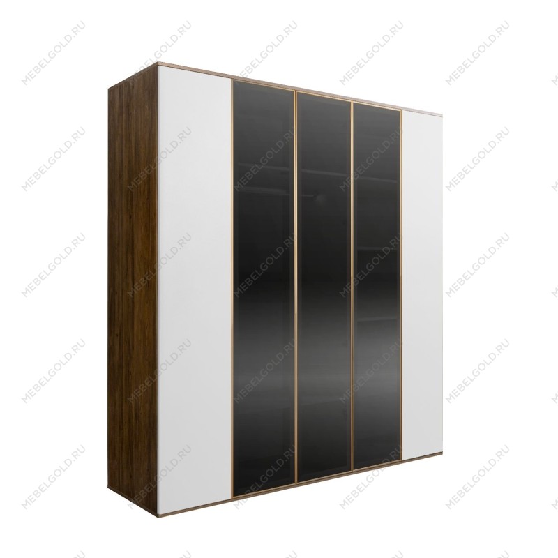 Шкаф 5-ти дв. Bogemia Woodline Air (Белый/Золото) БМШ2/5(3)