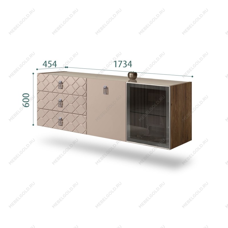 Комод 1.6м Bogemia Woodline Fly Fa (Мокка) (Lakobel/Хром) БМКМ-4[5][10]