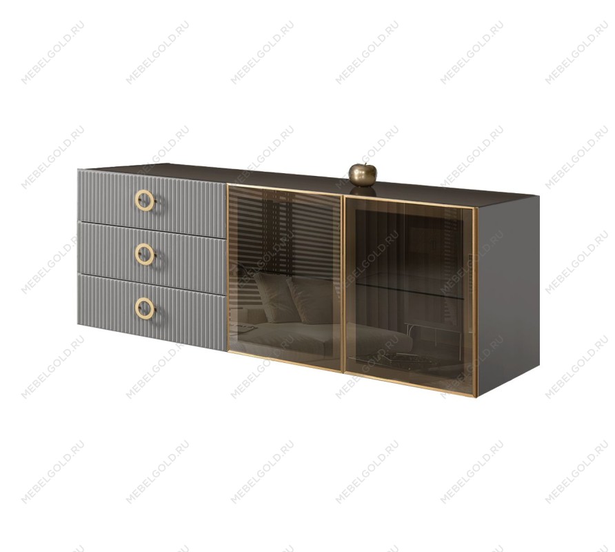 Комод 1.6м Bogemia Fly Fillini (Серый) (Lakobel/Золото) БМКМ-4[5]
