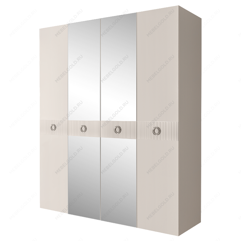 Шкаф 4-х дв. с зеркалами Bogemia Fillini (Слоновая кость/Хром) БМШ1/4(Fi)