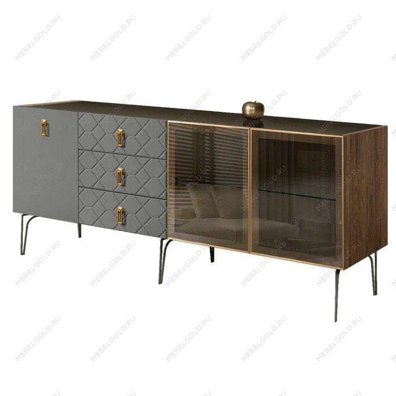 Комод 2.1м Bogemia Woodline Fa (Серый) (Lakobel/Золото) БМКМ-5[5][10]