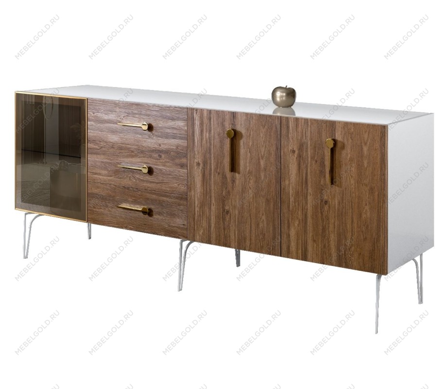 Комод 2.1м Bogemia Wood Wo (Белый) (Lakobel/Золото) БМКМ-5(Wo)[4]