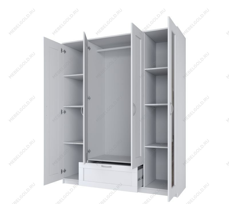 БРИМНЭС / СИРИУС Шкаф ИКЕА / IKEA комбинированный 4 двери и 1 ящик белый (с 2 зеркалами) | изображение 2