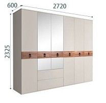 Шкаф 6-ти дверный с зеркалами, с ящиками, Bogemia Wood Fa (Шелк/Черный) БМШ1/61(Wo)