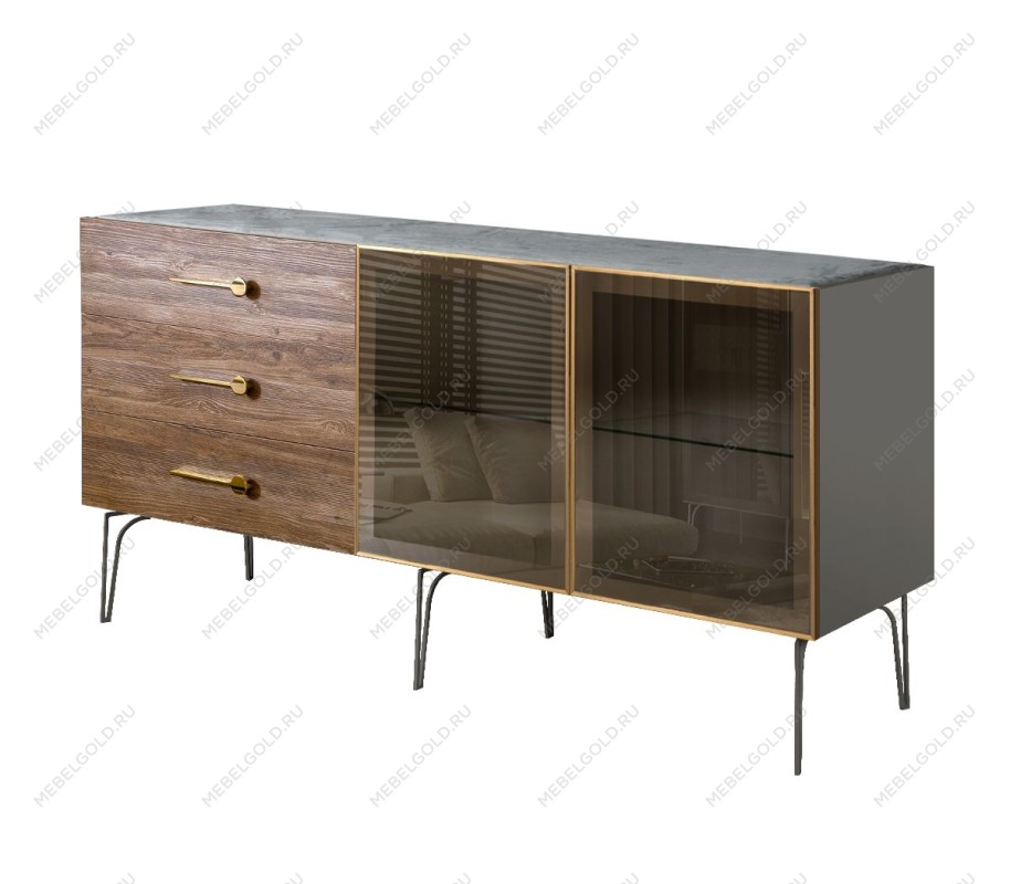 Комод 1.6м Bogemia Wood Wo (Серый) (Novabuk/Золото) БМКМ-4(Wo)[5]