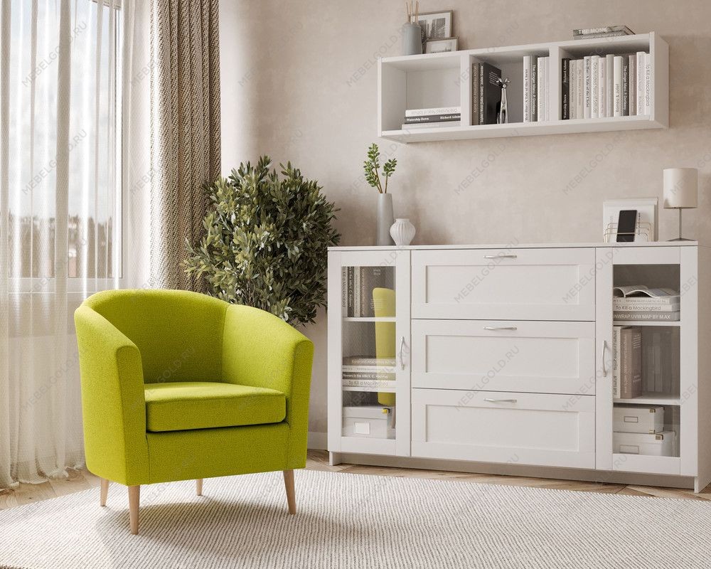 Кресло для отдыха Тунне жёлто-зелёное, ткань рогожка | изображение 3