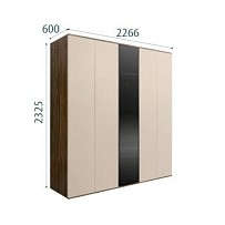 Шкаф 5-ти дв. Bogemia Woodline Air (Ваниль/Черный) БМШ2/5(1)