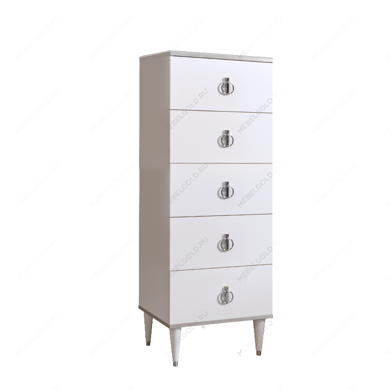 Комод узкий Римини (Белый/Серебро) РМКМ-2
