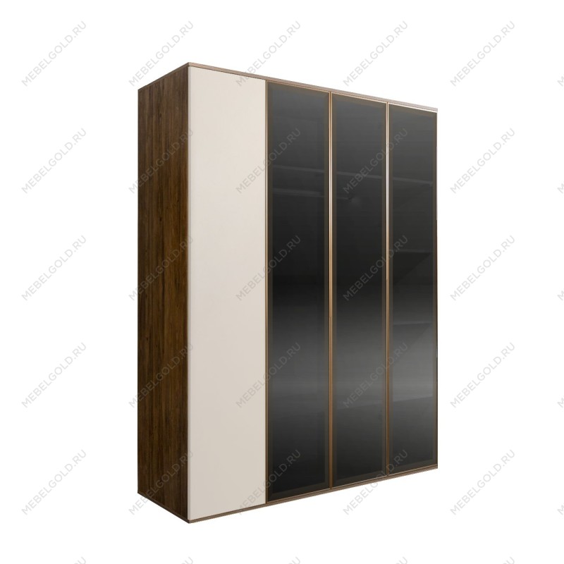 Шкаф 4-х дв. Bogemia Woodline Air (Слоновая кость/Золото) БМШ2/4(3)