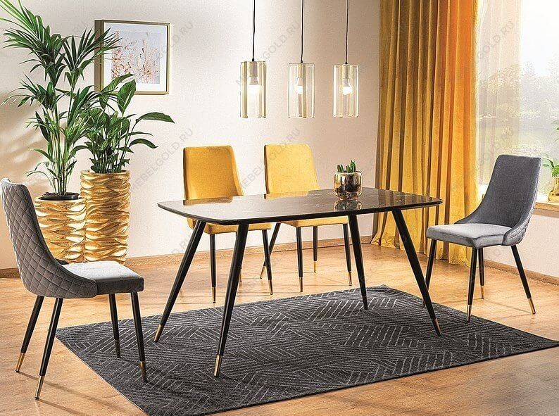 Стол обеденный Signal CYRYL I (эффект черного камня/черный/золотой) | изображение 2