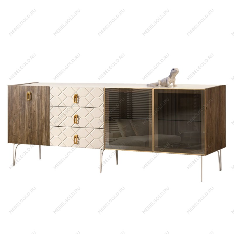 Комод 2.1м Bogemia Woodline Wood Fa (Слоновая кость) (Lakobel/Золото) БМКМ-5[5][10]