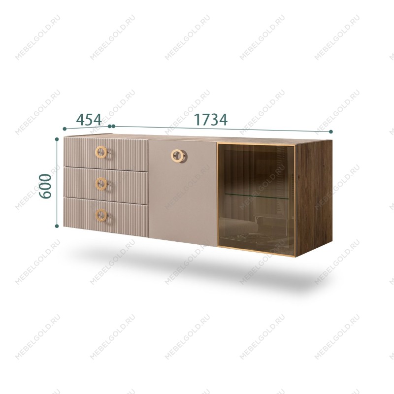 Комод 1.6м Bogemia Woodline Fly Fi (Мокка) (Novabuk/Золото) БМКМ-4[5][10]