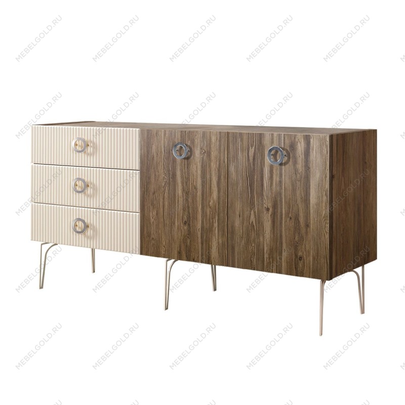Комод 1.6м Bogemia Woodline Wood Fi (Слоновая кость) (Novabuk/Хром) БМКМ-4