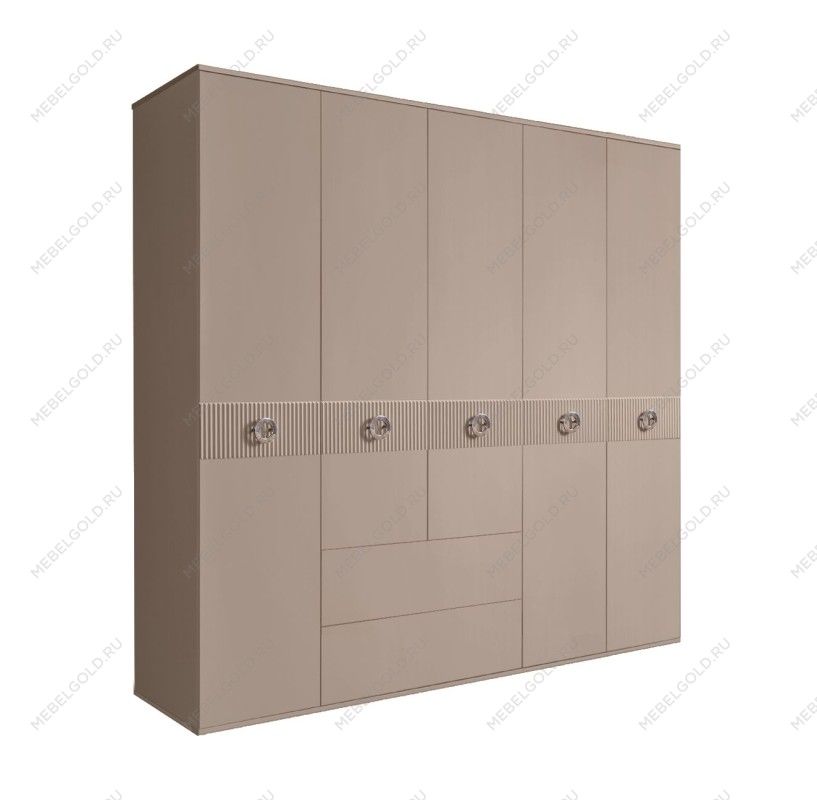 Шкаф 5-ти дверный с ящиками, Bogemia Fillini (Мокка/Хром) БМШ2/51(Fi)