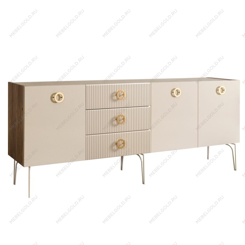 Комод 2.1м Bogemia Woodline Fi (Слоновая кость) (Novabuk/Золото) БМКМ-5