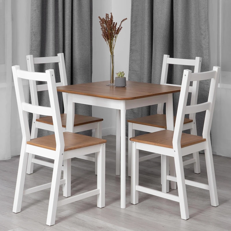 Стол Соната Люкс/Sonata Lux table, 75х75х75 см, массив сосны, антик/белый, 75х75х75 см | изображение 5