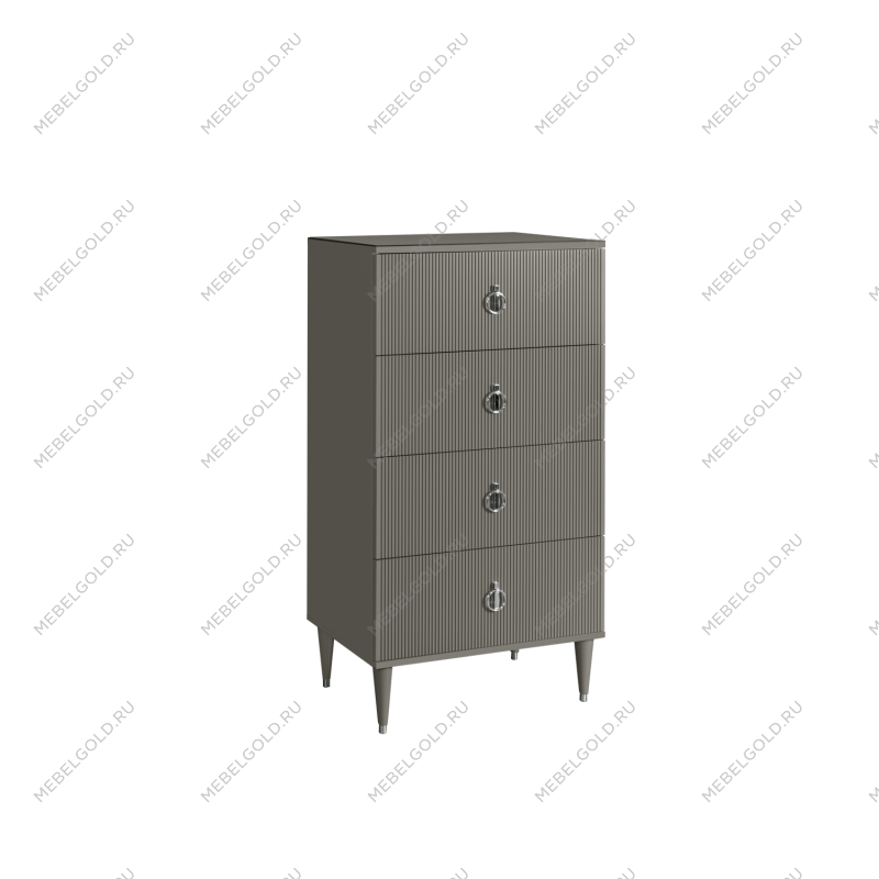 Комод 4 ящика Римини СОЛО (Серый/Серебро) РМКМ-6(s)