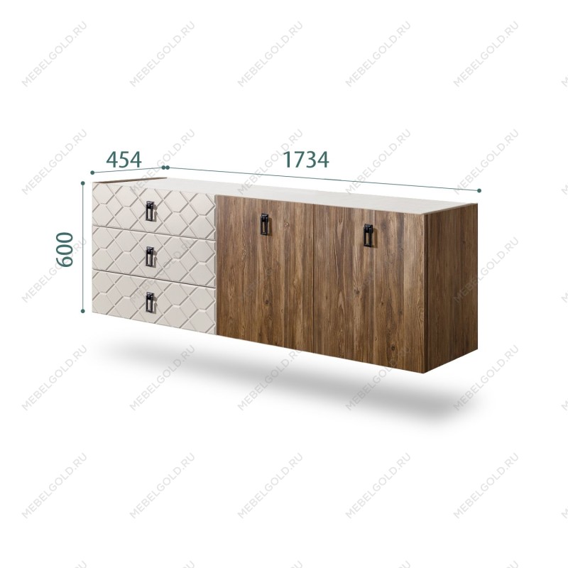 Комод 1.6м Bogemia Woodline Fly Wood Fa (Шелк) (Novabuk/Черный) БМКМ-4