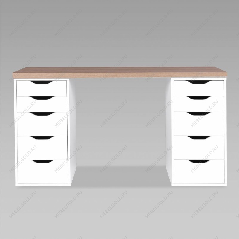 ИНГАР стол письменный ИКЕА / IKEA 2/55 140x75x55, дуб беленый/белый | изображение 2