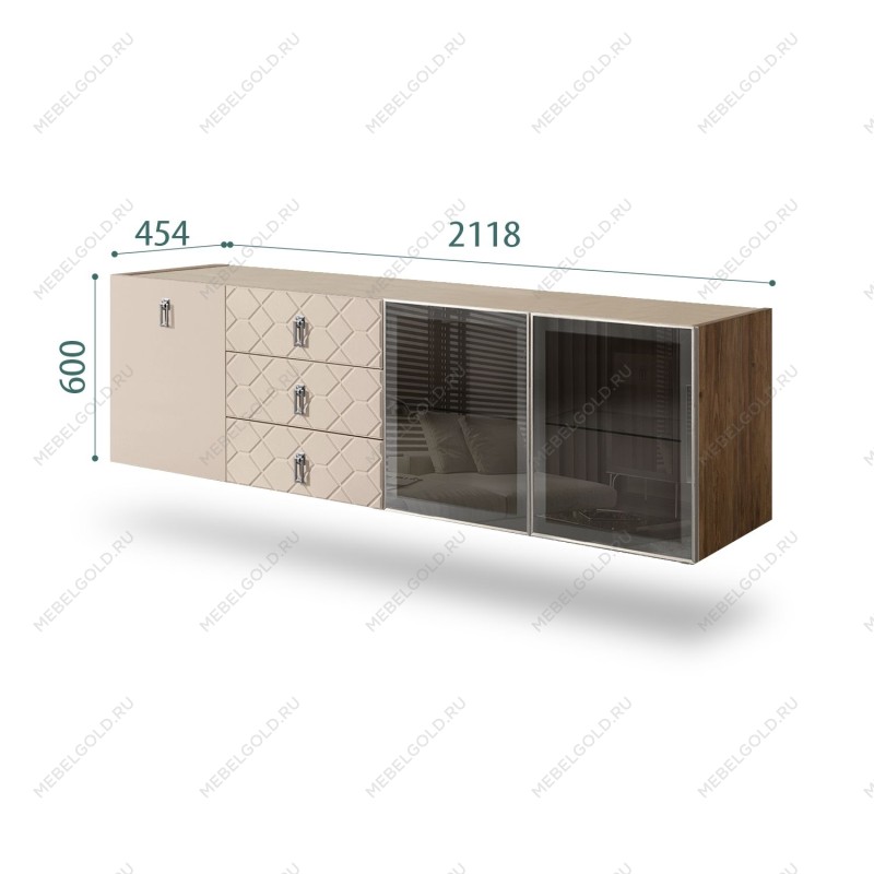 Комод 2.1м Bogemia Woodline Fly Fa (Ваниль) (Novabuk/Хром) БМКМ-5[5][10]