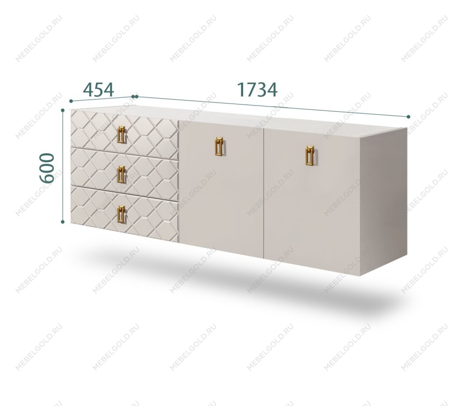 Комод 1.6м Bogemia Fly Farfalle (Шелк) (Novabuk/Золото) БМКМ-4