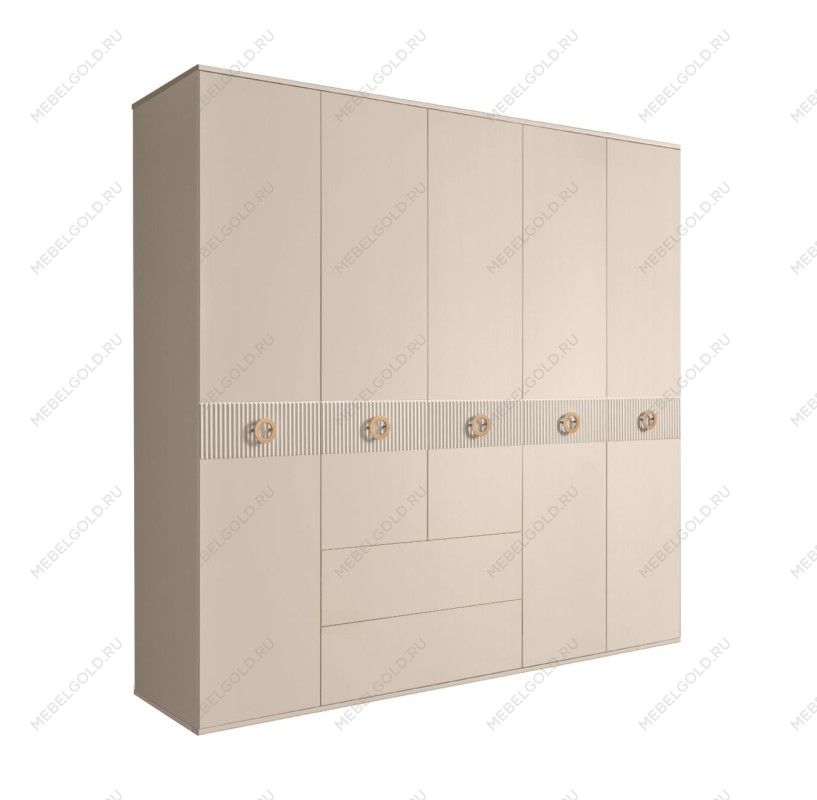 Шкаф 5-ти дверный с ящиками, Bogemia Fillini (Ваниль/Золото) БМШ2/51(Fi)