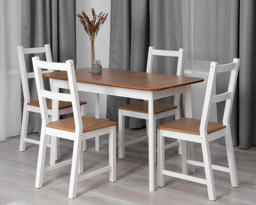 Стол Соната Люкс/Sonata Lux table, 120х75х75 см, массив сосны, антик/белый, 120х75х75 см | изображение 6