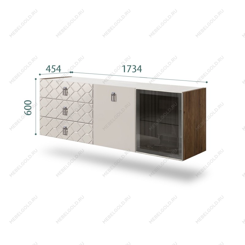 Комод 1.6м Bogemia Woodline Fly Fa (Шелк) (Novabuk/Хром) БМКМ-4[5][10]