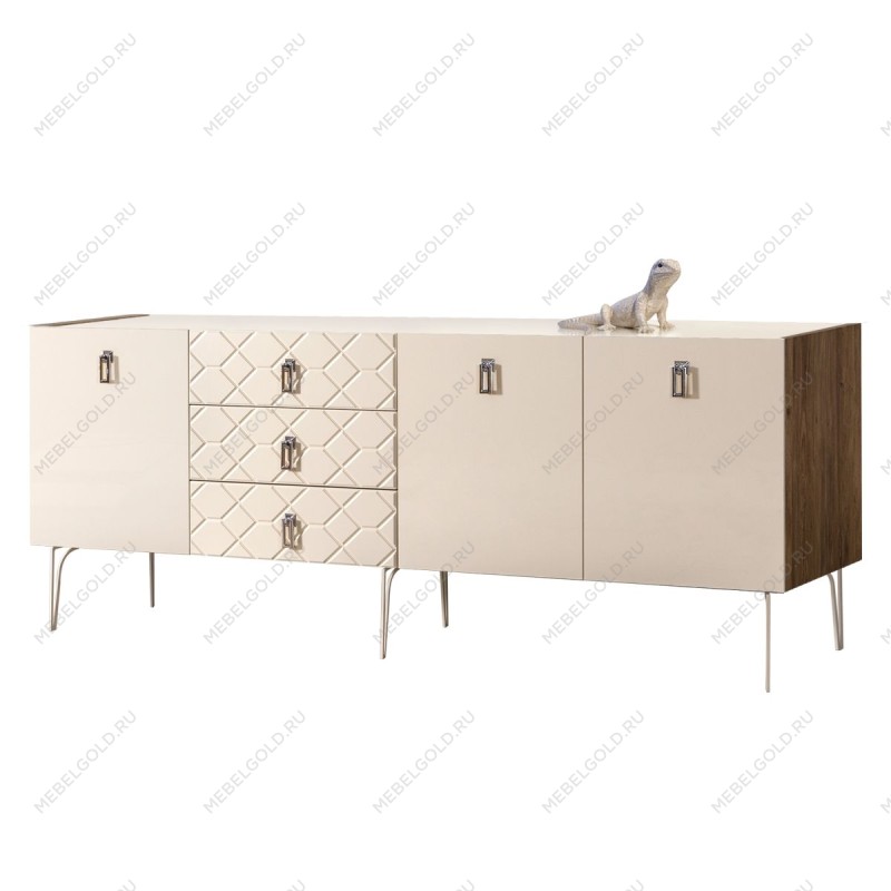 Комод 2.1м Bogemia Woodline Fa (Слоновая кость) (Lakobel/Хром) БМКМ-5