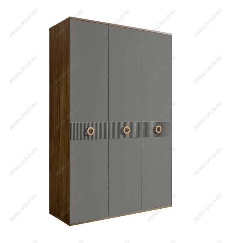Шкаф 3-х дверный Bogemia Woodline Fi (Серый/Золото) БМШ2/3