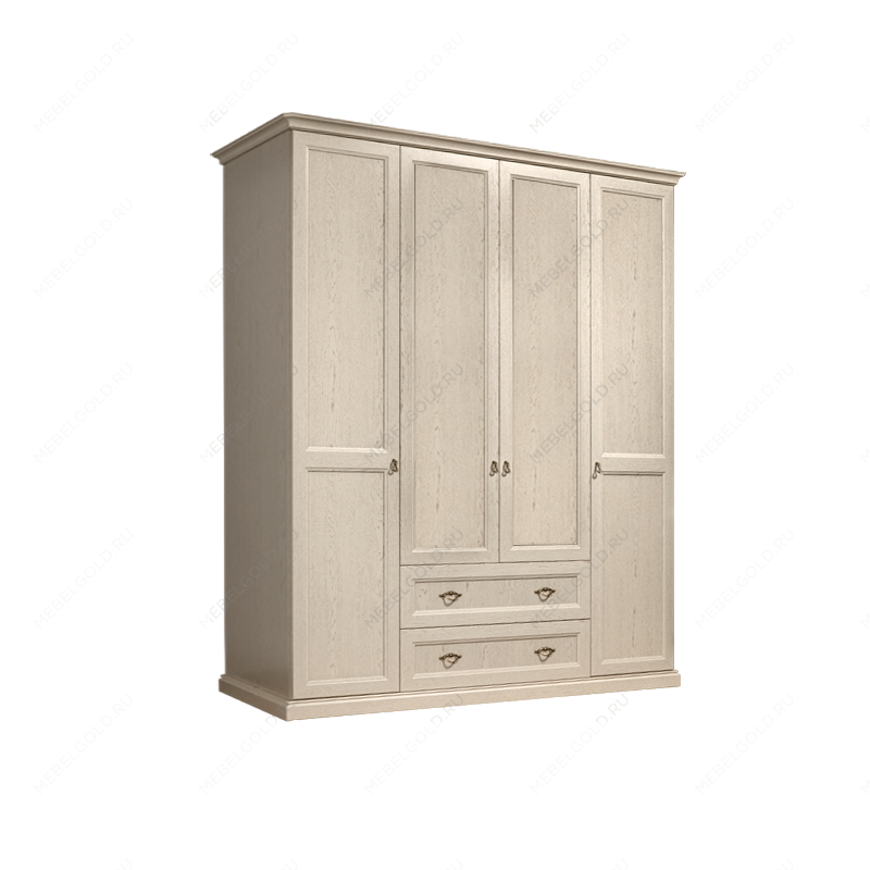 Шкаф 4-х дв. (без зеркал) для платья и белья с выдвижными ящиками Венеция дуб седан ВНШ2/41