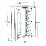 САГА шкаф 3 двери с зеркалом белый/ясень | изображение 3