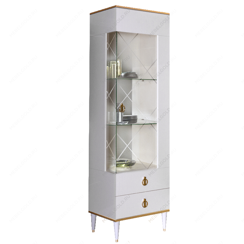 Витрина 1-ств. Римини (Белый/Золото) (Правая) РМВ1-1С