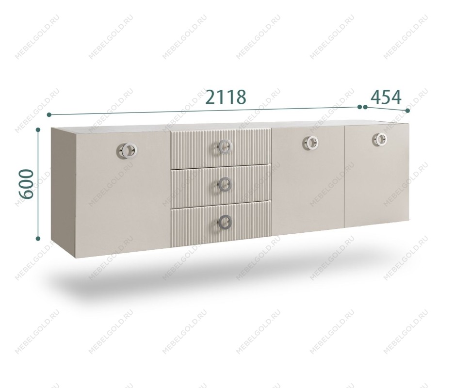 Комод 2.1м Bogemia Fly Fillini (Шелк) (Novabuk/Хром) БМКМ-5