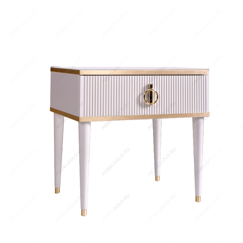 Лобня - Тумба прикроватная (левая/правая) Римини СОЛО (белый золото) РМТП-1 (s)