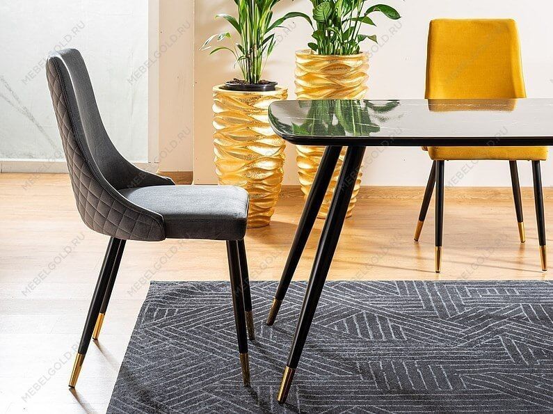 Стол обеденный Signal CYRYL I (эффект черного камня/черный/золотой) | изображение 5