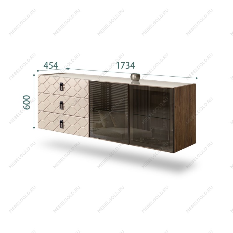 Комод 1.6м Bogemia Woodline Fly Fa (Ваниль) (Lakobel/Черный) БМКМ-4[5]