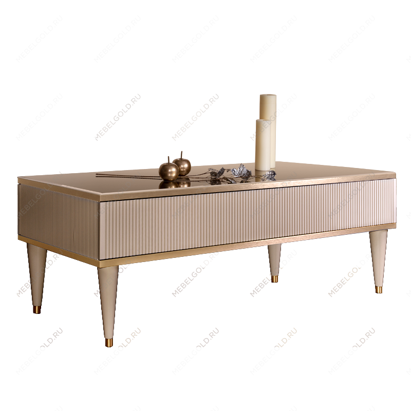 Журнальный столик с ящиком Римини СОЛО (Латте/Золото) РМСТ-2(s)
