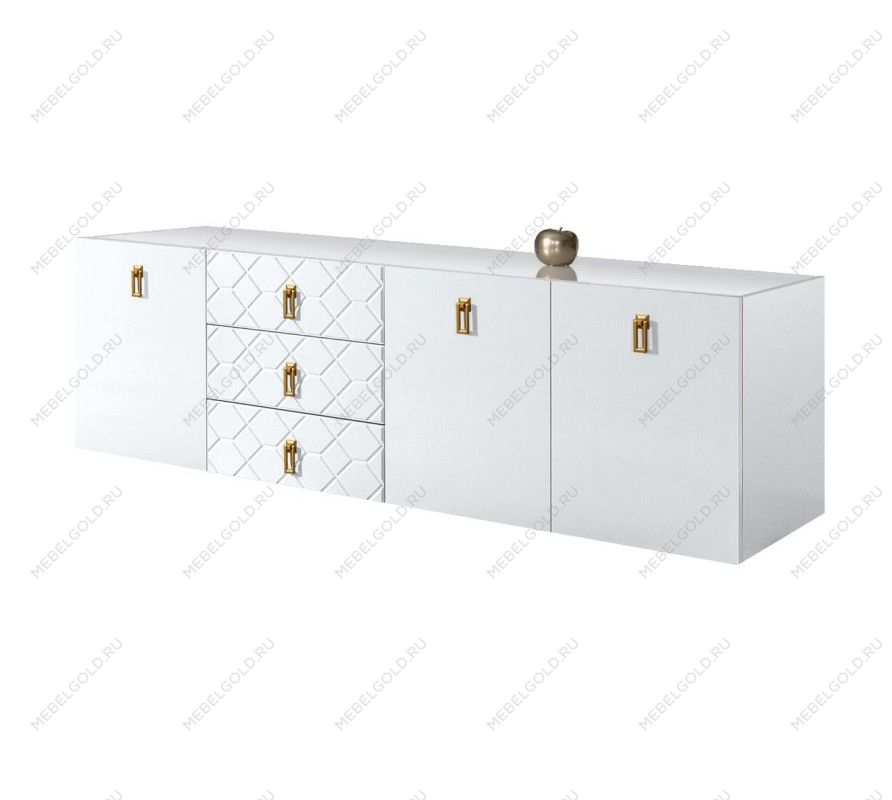 Комод 2.1м Bogemia Fly Farfalle (Белый) (Lakobel/Золото) БМКМ-5